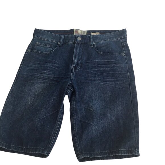 Jorts Mens 32 MBX Slim Denim Shorts Blue Dark Wash Relaxed Fit Casual - Picture 2 of 10